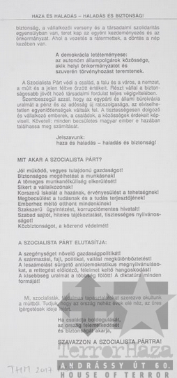 THM-PLA-2017.1.35b - MSZP election flyer, 1990