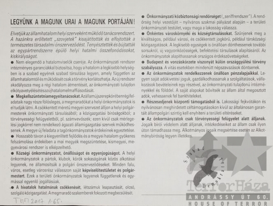 THM-PLA-2017.1.65b - SZDSZ election flyer, 1990